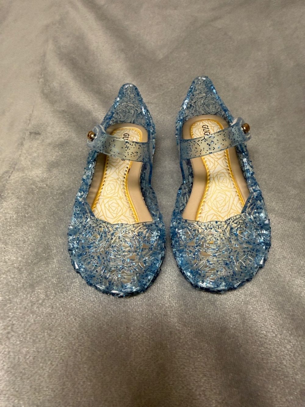 GuguYeah Sparkle Blue Jelly Mary Jane Kids Shoes